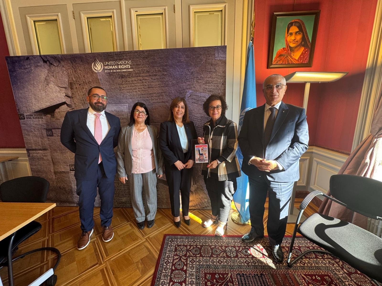 وفد دولة فلسطين يعقد اجتماعاً مع نائب المفوض السامي لحقوق الإنسان في جنيف